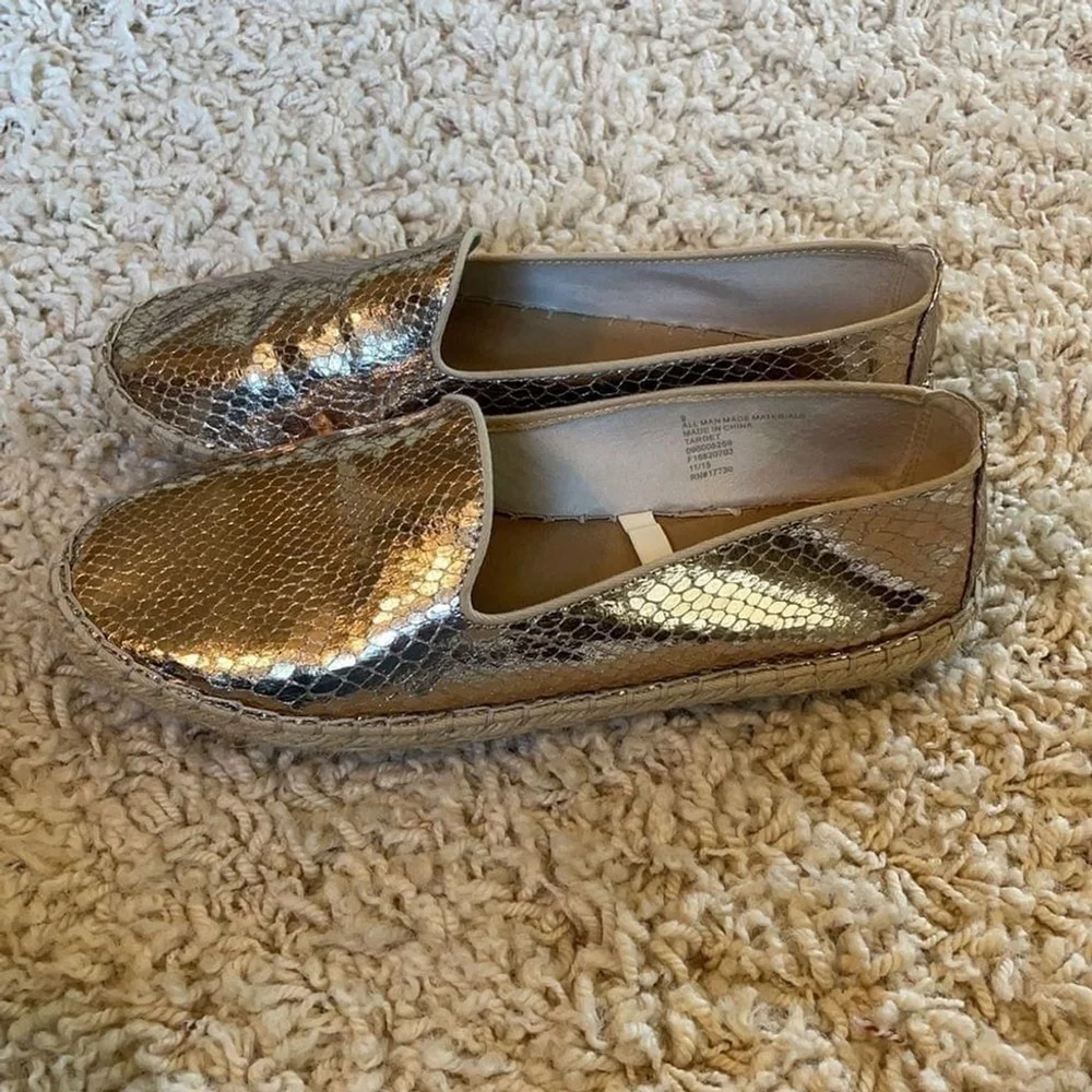 DV Dolce Vita for Target Canvas Gold Metallic Flat Espadrilles Shoes Size 9